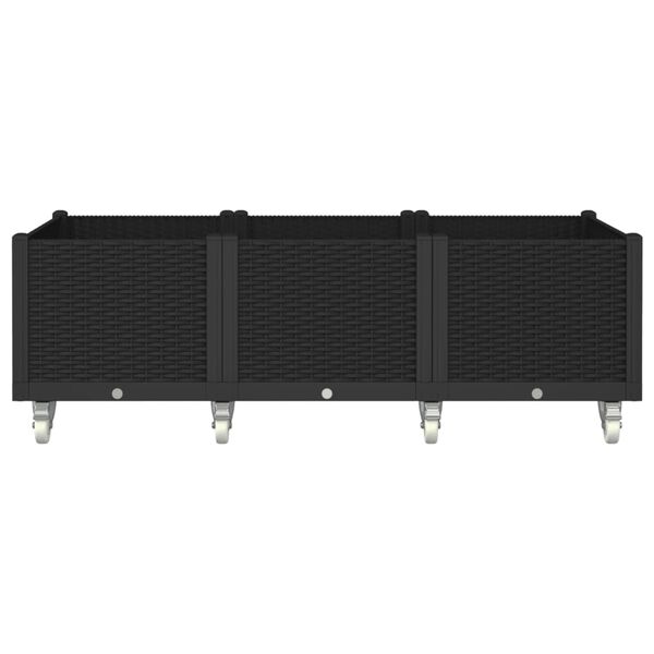 vidaXL plantekasse med hjul 150x80x54 cm PP sort