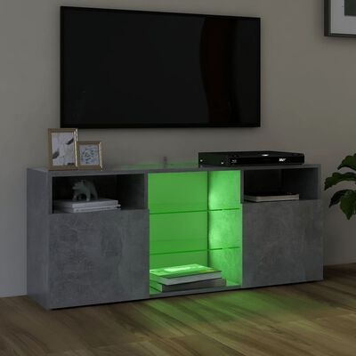 vidaXL tv-bord med LED-lys 120x30x50 cm betongrå