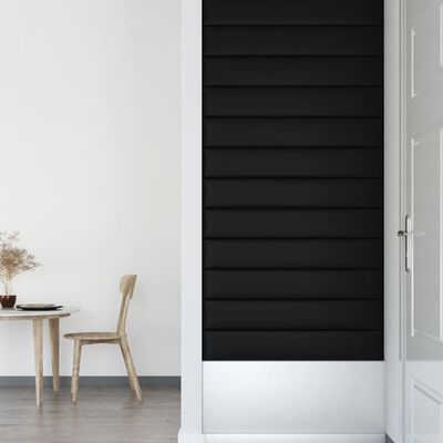 vidaXL vægpaneler 12 stk. 90x15 cm 1,62 m² kunstlæder sort