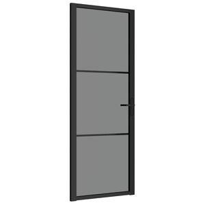 vidaxL d&oslash;r 76x201,5 cm sikkerhedsglas og aluminium sort