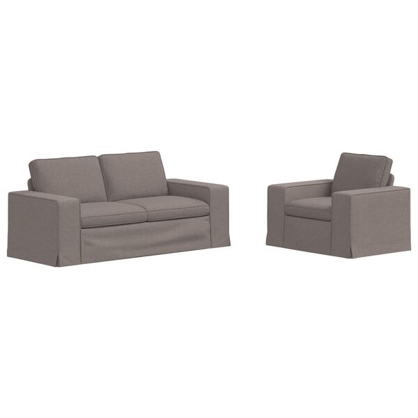 vidaXL Sofa 2 pcs Gr&aring;brun 182 x 80 x 82 cm Stof