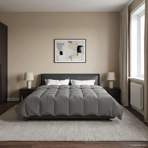 vidaXL Hel&aring;rs dyne Quilting Lysegr&aring; 200 x 220 cm Mikrofiber