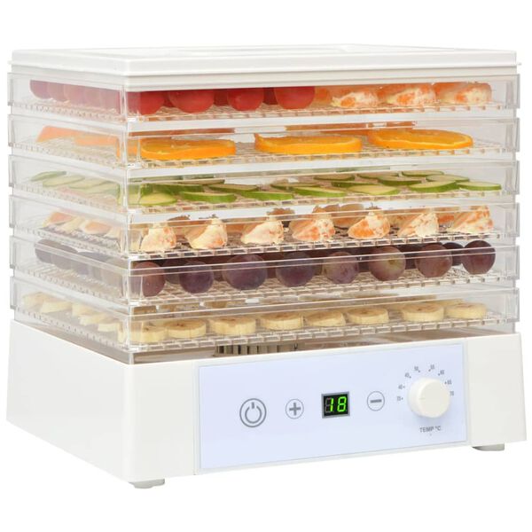vidaXL fødevaredehydrator med 6 bakker 250 W hvid