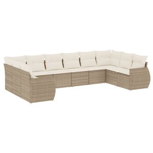 vidaXL sofas&aelig;t til haven 10 dele med hynder polyrattan beige