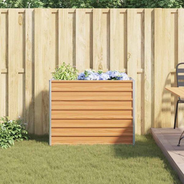 vidaXL Højbed Lys Brun 100 x 40 x 77 cm Galvaniseret stål