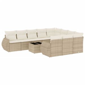 vidaXL sofas&aelig;t til haven 11 dele med hynder polyrattan beige
