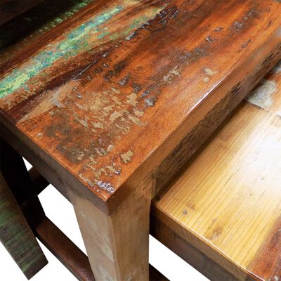 vidaXL indskudsbordsæt i tre dele genbrugstræ vintagestil