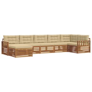 vidaXL Sofas&aelig;t med pude 7 pcs Naturlig og Beige Massivt Akacietr&aelig;