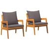vidaXL Have Stol med pude 2 Stk Olie Naturlig 65 x 59,5 x 72 cm