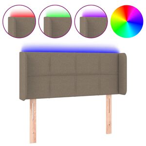 vidaXL sengegavl med LED-lys 93x16x78/88 cm stof gr&aring;brun