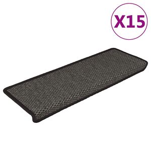 vidaXL selvkl&aelig;bende trappem&aring;tter 15 stk. 65x21x4cm sisal-look antracit