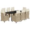 vidaXL spisebordss&aelig;t til haven 9 dele med hynder polyrattan beige