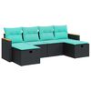 vidaXL sofas&aelig;t til haven 6 dele med hynder polyrattan sort