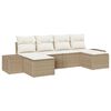 vidaXL Havesofa S&aelig;t med pude 6 pcs Beige polyrattan