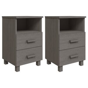 vidaXL sengeskab HAMAR 2 stk. 40x35x62 cm massivt fyrretr&aelig; lysegr&aring;