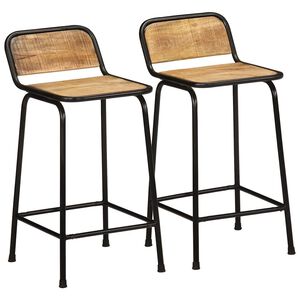vidaXL barstole 2 stk. 46x35,5x80 cm massivt ru mangotr&aelig;