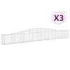 vidaXL buede gabionkurve 3 stk. 400x30x40/60 cm galvaniseret jern