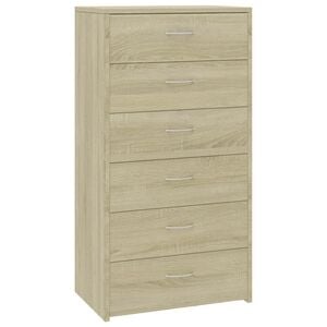 vidaXL sk&aelig;nk med 6 skuffer 50x34x96 cm konstrueret tr&aelig; sonoma-eg