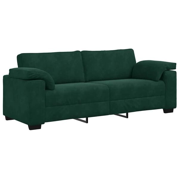vidaXL 3-personers sofa 220x77x82 cm fl&oslash;jl m&oslash;rkegr&oslash;n
