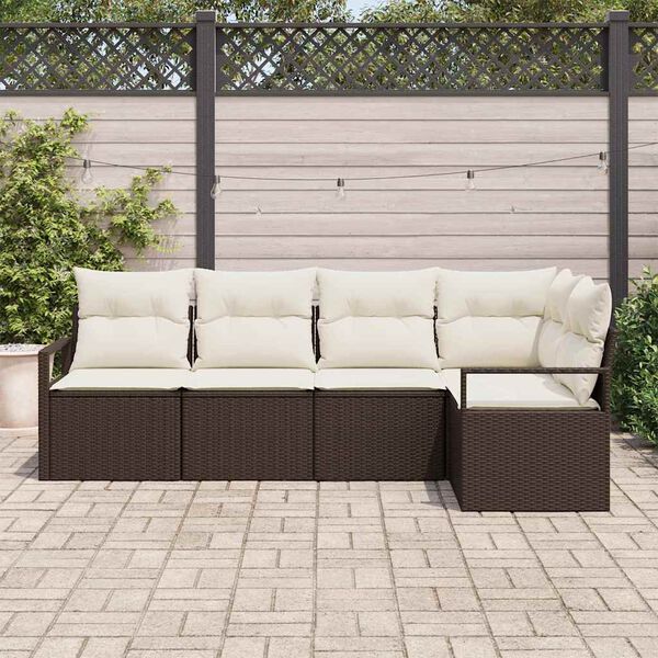 vidaXL Sofa Sæt med pude 5 pcs Brun polyrattan