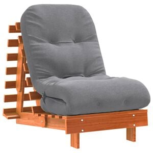 vidaXL futon med madras 60x206x11 cm massivt fyrretr&aelig; gyldenbrun