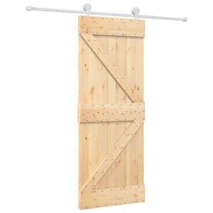 vidaXL Skyded&oslash;r Natur og hvid 80 x 210 cm Massivt fyrretr&aelig;