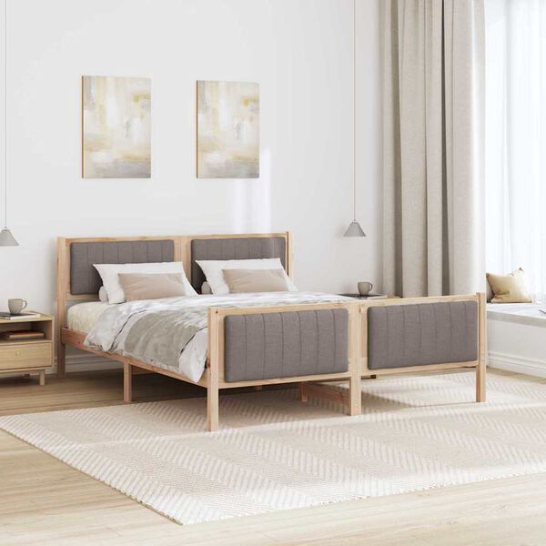 vidaXL Sengestel Brun og taupe 150 x 200 cm Massivt fyrretr&aelig;