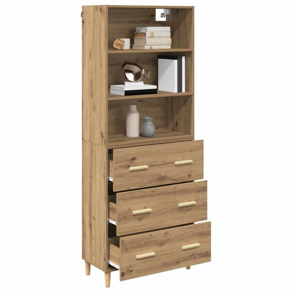 vidaXL Highboard Artisan Egetr&aelig; 69,5 x 32,5 x 180 cm Konstrueret tr&aelig;