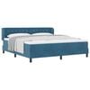 vidaXL Box spring seng med hovedg&aelig;rde M&oslash;rkebl&aring; 180 x 200 cm Fl&oslash;jl