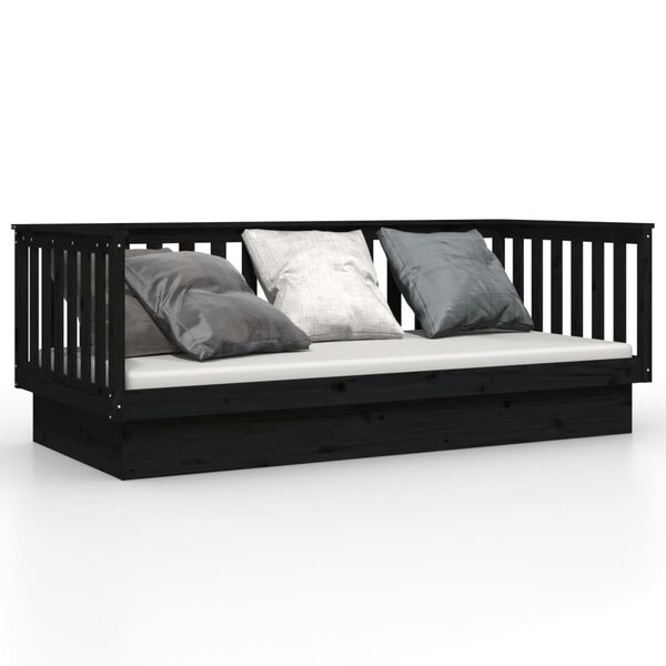 vidaXL daybed 100x200 cm massivt fyrretr&aelig; sort
