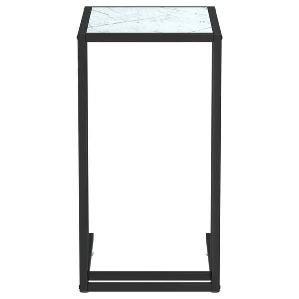 vidaXL sidebord 50x35x65 cm hærdet glas hvid marmor