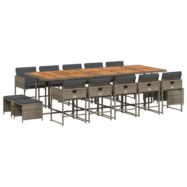 vidaXL spisebordss&aelig;t til haven 15 dele med hynder polyrattan gr&aring;