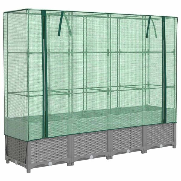 vidaXL h&oslash;jbed med drivhusovertr&aelig;k 160x40x138 cm rattan-look