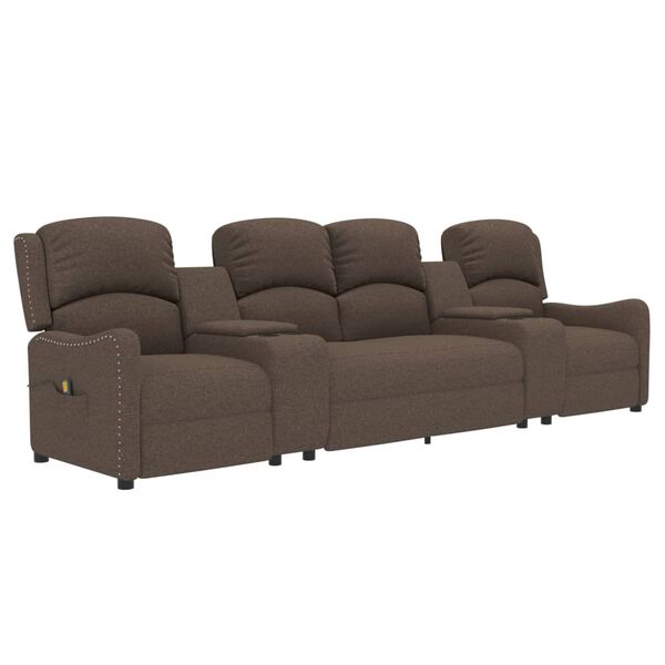 vidaXL 4-personers massagestol med kopholdere stof gråbrun