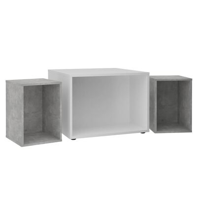 FMD sofabord med 2 sideborde 67,5x67,5x50 cm hvid og betongrå