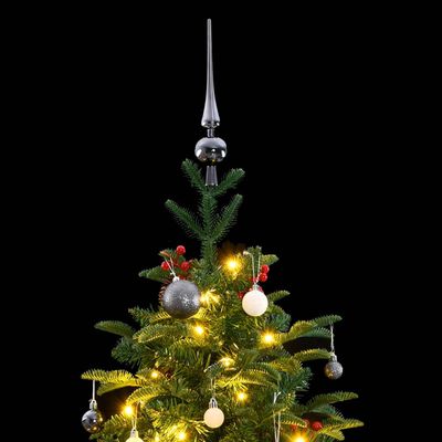 vidaXL kunstigt juletræ 300 LED'er og kuglesæt hængslet 180 cm