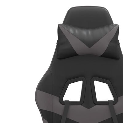 vidaXL drejelig gamingstol med fodstøtte kunstlæder sort og grå