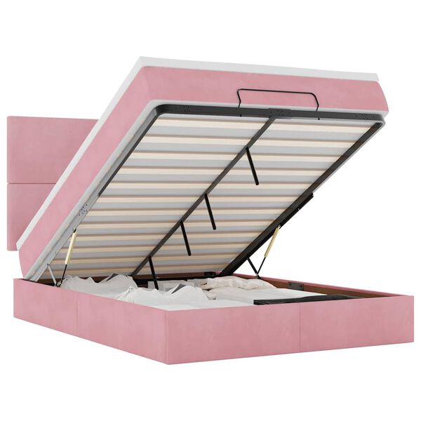 vidaXL osmannisk sengeramme med madrasser 140x190 cm fløjl lyserød