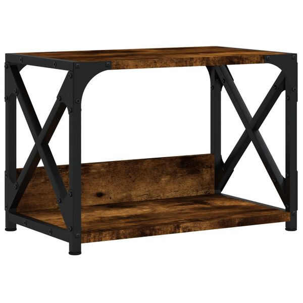 vidaXL printerstativ 2 hylder 44x26x31,5 cm konstrueret træ røget eg