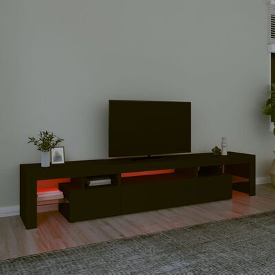 vidaXL tv-skab med LED-lys 215x36,5x40 cm sort