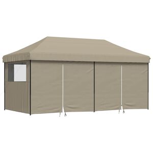 vidaXL foldbart pop up-festtelt med 4 sidev&aelig;gge gr&aring;brun
