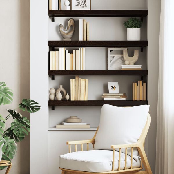 vidaXL v&aelig;ghylde 80x30x(2-6) cm behandlet massivt egetr&aelig; m&oslash;rkebrun