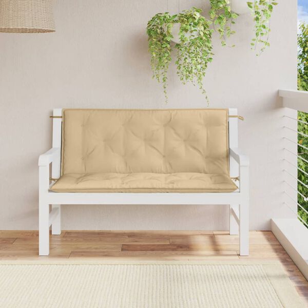 vidaXL hynder til havebænk 2 stk. 120x50x7 cm stof meleret beige