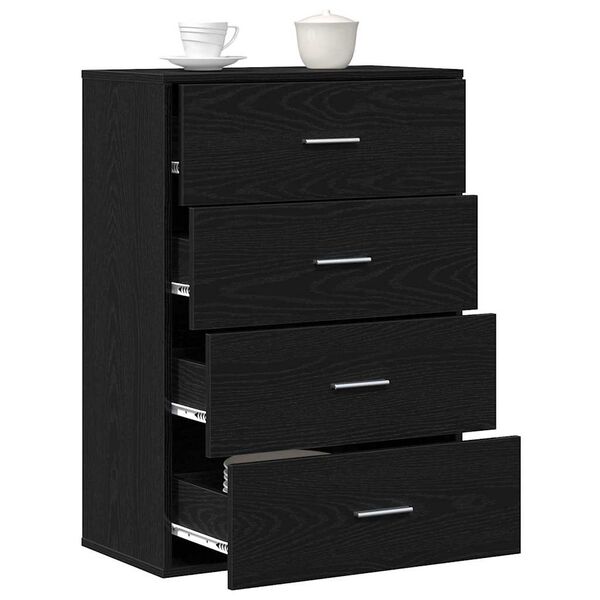 vidaXL Sideboard med skuffe Sort eg 60 x 31 x 84 cm Konstrueret tr&aelig;