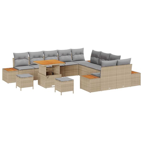 vidaXL Havesofa Sæt 13 pcs Beige polyrattan