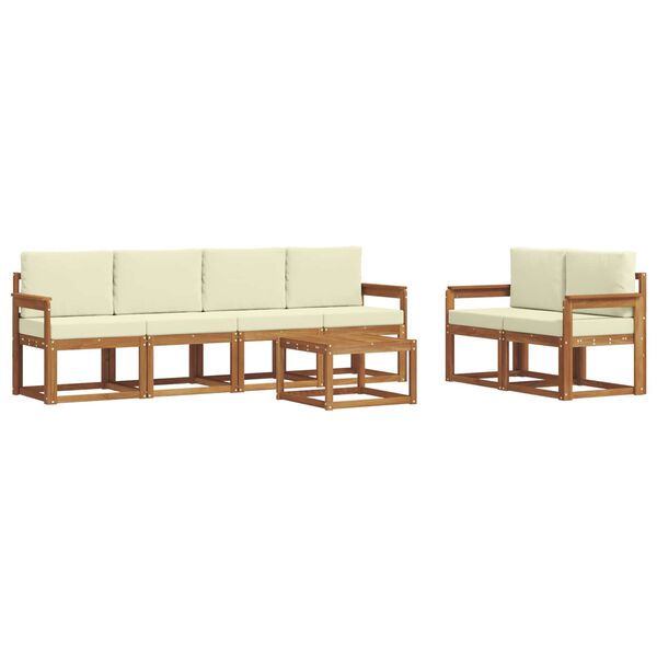 vidaXL Udend&oslash;rs sofagruppe 7 pcs Naturlig og Fl&oslash;de Massivt Akacietr&aelig;