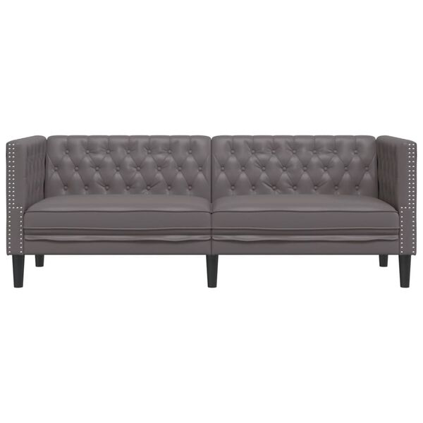 vidaXL 3-personers Chesterfield-sofa kunstlæder grå