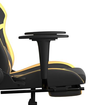 vidaXL gamingstol m. massage og fodstøtte kunstlæder sort guldfarvet