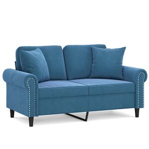 vidaXL 2-personers sofa med pyntepuder 120 cm velour bl&aring;