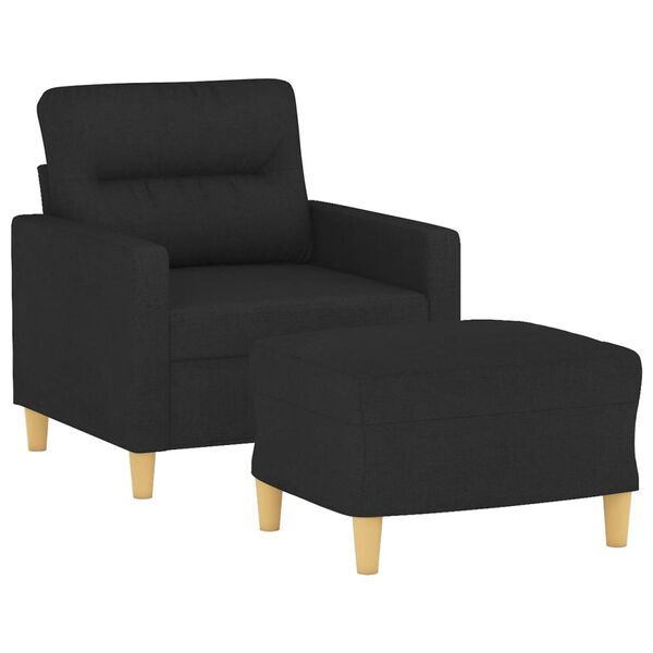 vidaXL sofastol med fodskammel 60 cm stof Sort